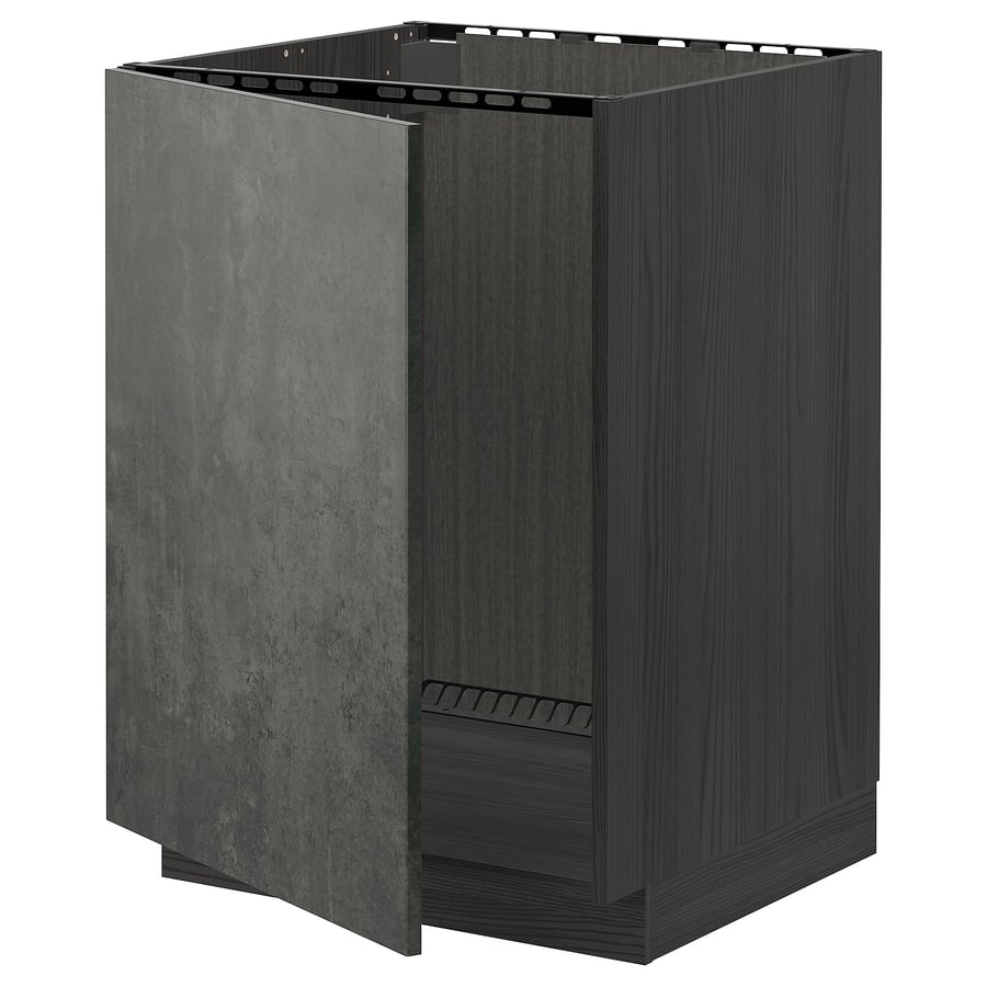 METOD Unterschrank für Spüle, schwarz/Kalhyttan Betonmuster dunkelgrau, 60x60 cm IKEA Deutschland