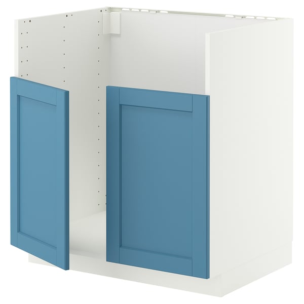 METOD Unterschrank für TALLSJÖN Spüle, weiß/Lerhyttan blau, 80x60 cm