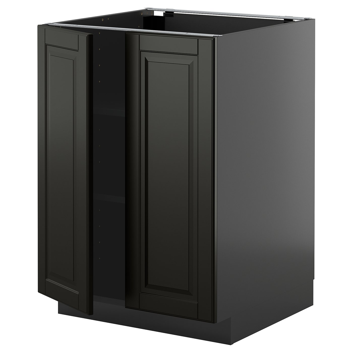 IKEA METOD Unterschrank m Böden/2Türen schwarzgrau/Bodbyn schwarz 60x60 cm