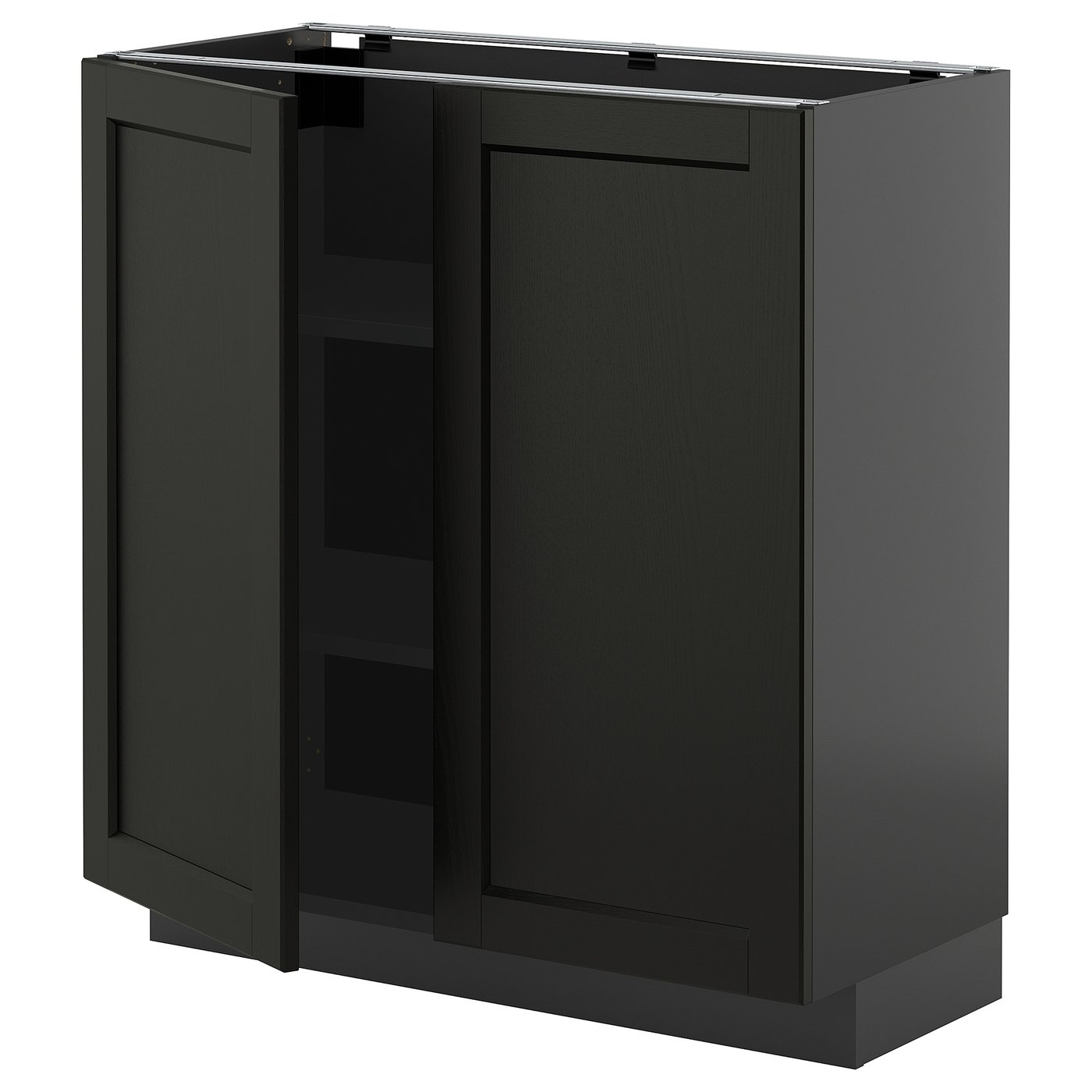 IKEA METOD Unterschrank m Böden/2Türen schwarzgrau/Lerhyttan schwarz lasiert 80x37 cm
