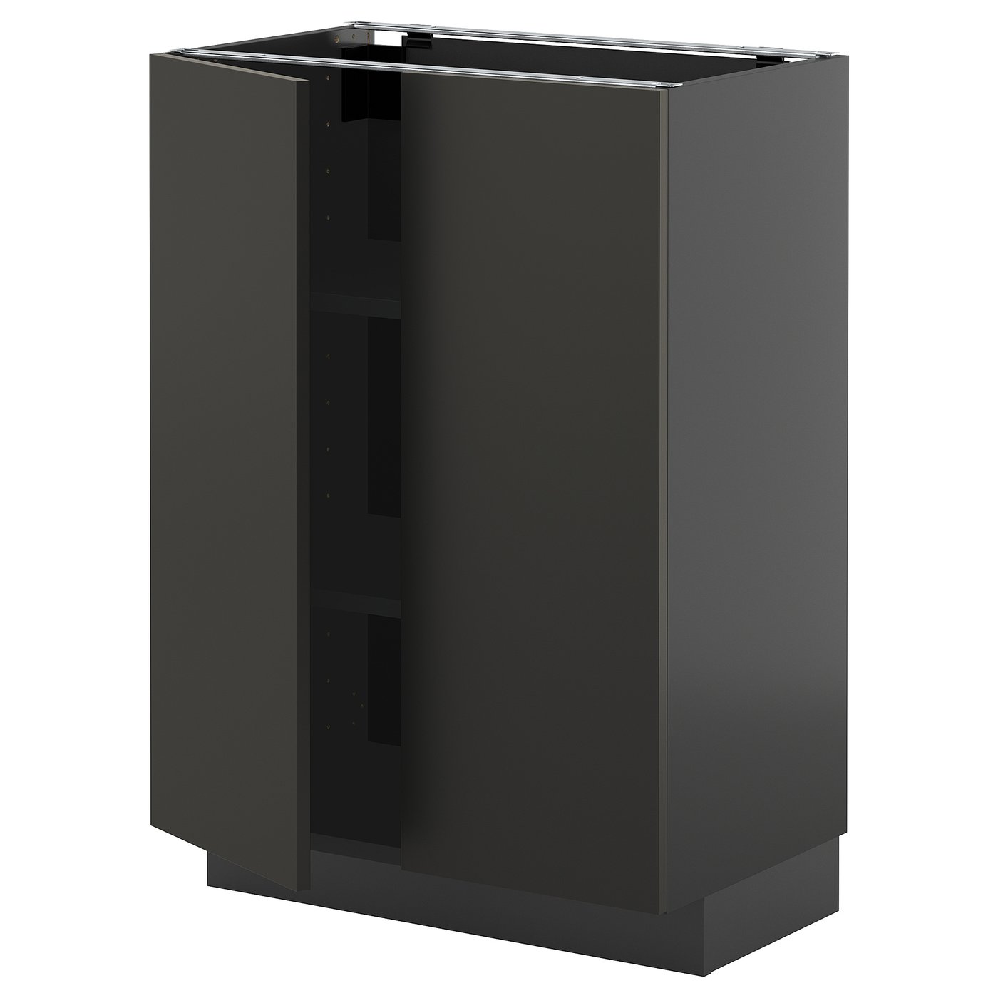 IKEA METOD Unterschrank m Böden/2Türen schwarzgrau/Nickebo matt anthrazit 60x37 cm
