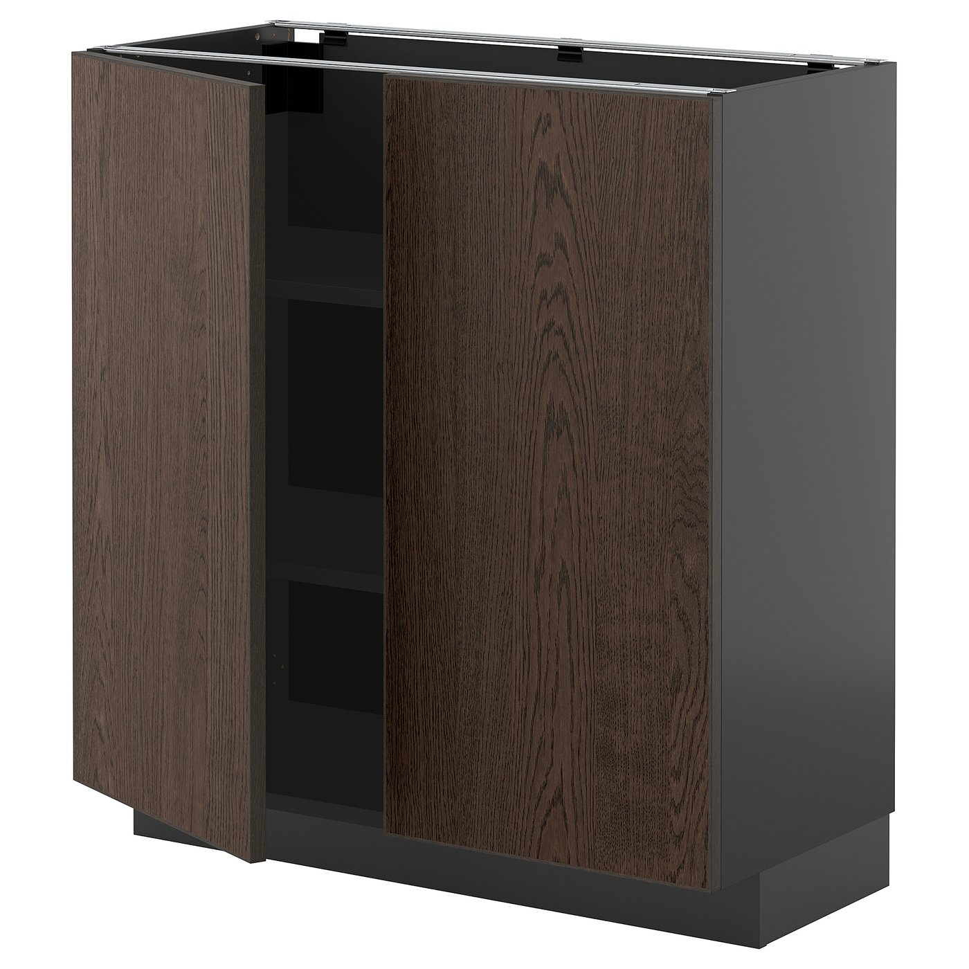 IKEA METOD Unterschrank m Böden/2Türen schwarzgrau/Sinarp braun 80x37 cm