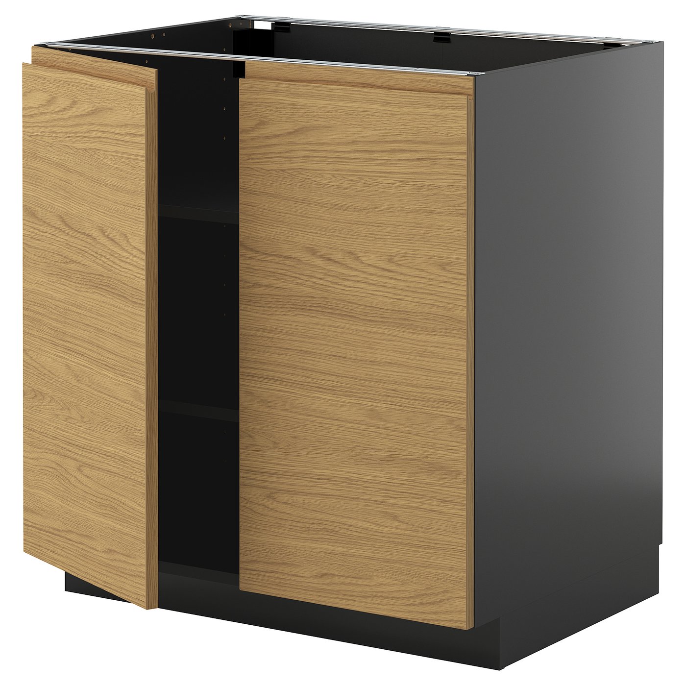 IKEA METOD Unterschrank m Böden/2Türen schwarzgrau/Voxtorp Eichenachbildung 80x60 cm