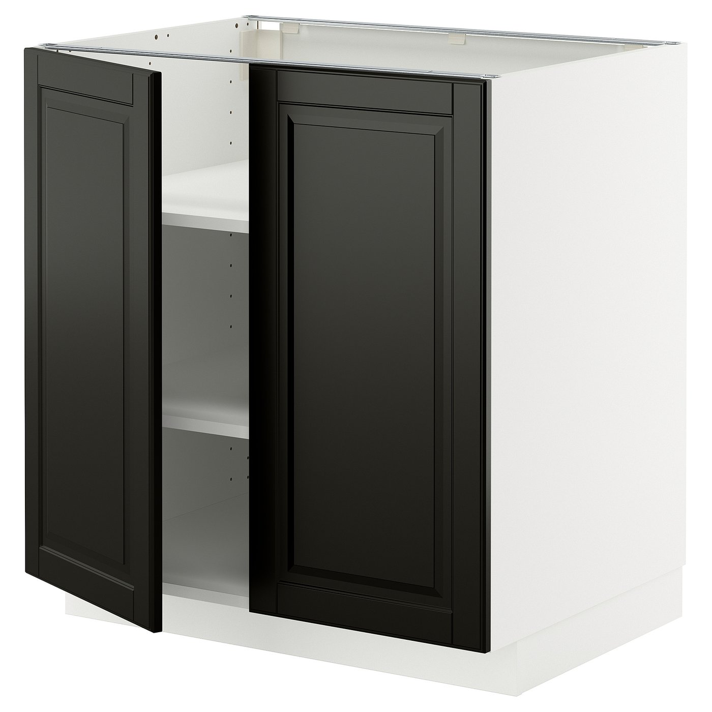 IKEA METOD Unterschrank m Böden/2Türen weiß/Bodbyn schwarz 80x60 cm
