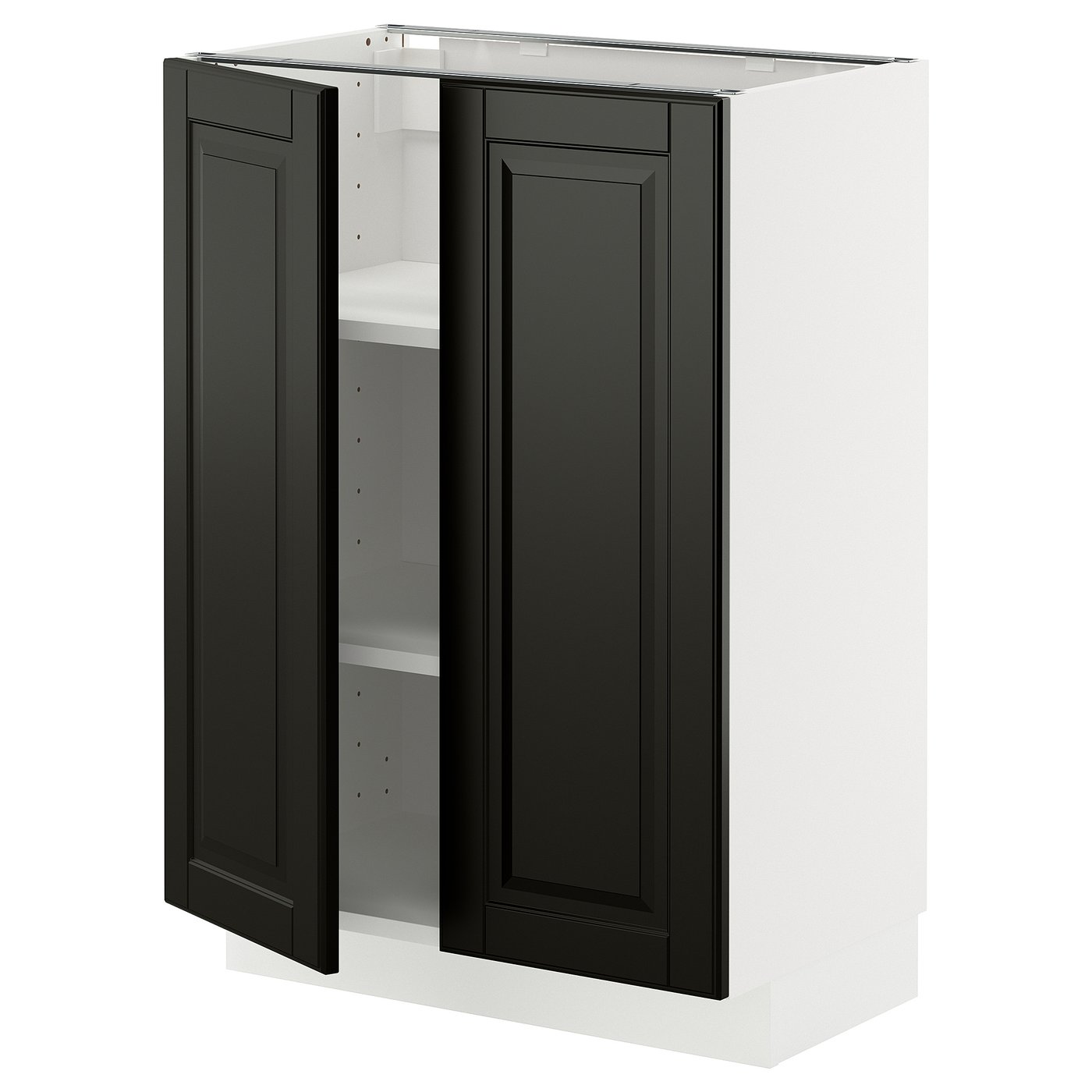 IKEA METOD Unterschrank m Böden/2Türen weiß/Bodbyn schwarz 60x37 cm