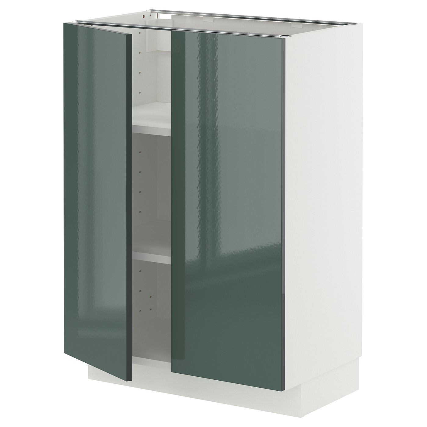 IKEA METOD Unterschrank m Böden/2Türen weiß/Kallarp Hochglanz dunkel graugrün 60x37 cm