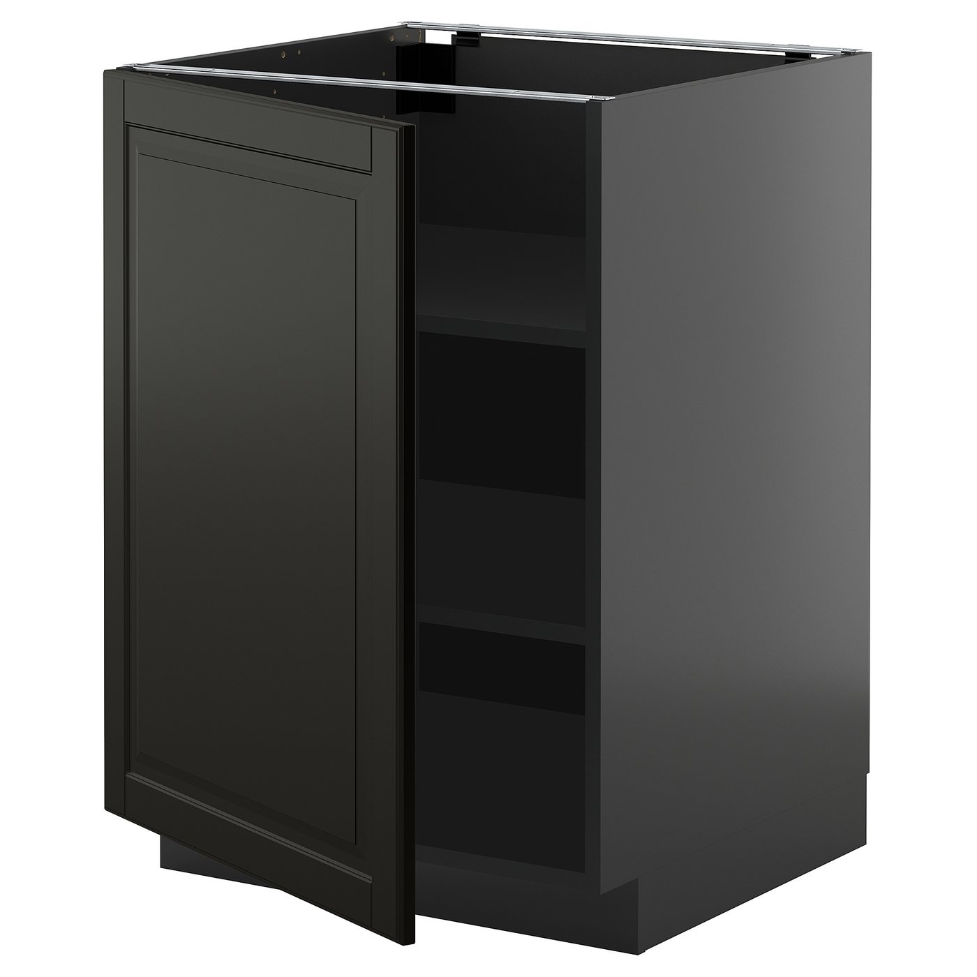 IKEA METOD Unterschrank mit Böden schwarzgrau/Bodbyn schwarz 60x60 cm