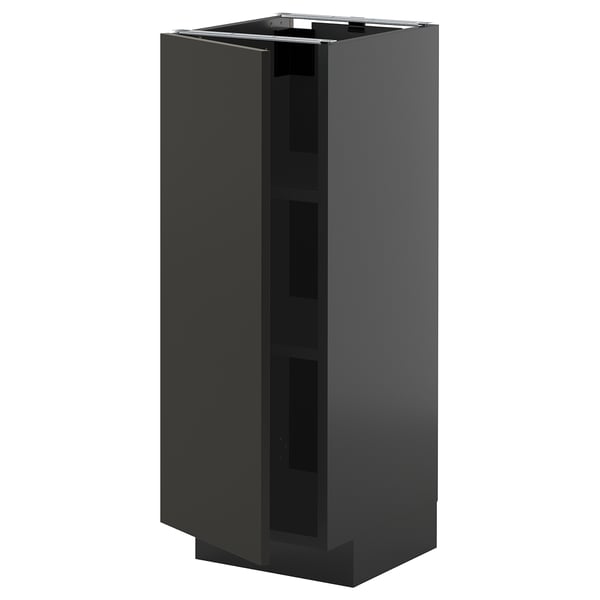 Schwarzer, moderner Küchenschrank mit schlankem, minimalistischem Design.