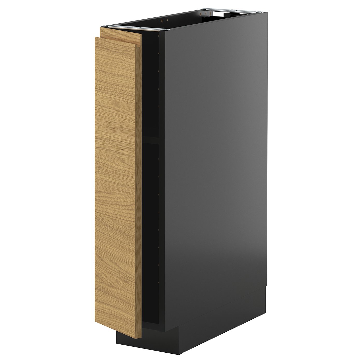IKEA METOD Unterschrank mit Böden schwarzgrau/Voxtorp Eichenachbildung 20x60 cm