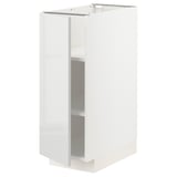 Weißer Küchenschrank, modernes Design, glänzende Oberfläche, rechteckige Form. Teil des METOD-Systems, robuste Bauweise mit verstellbaren Regalen.