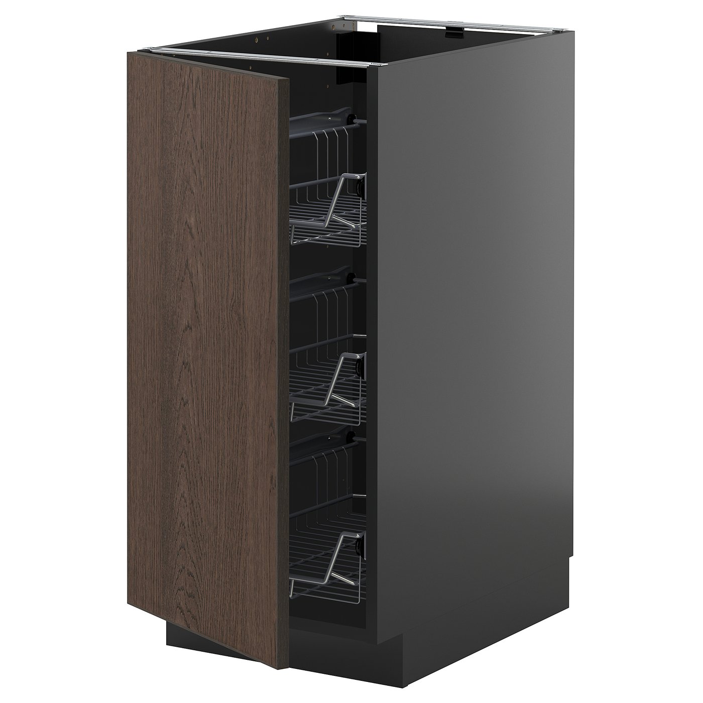 IKEA METOD Unterschrank mit Drahtkörben schwarzgrau/Sinarp braun 40x60 cm