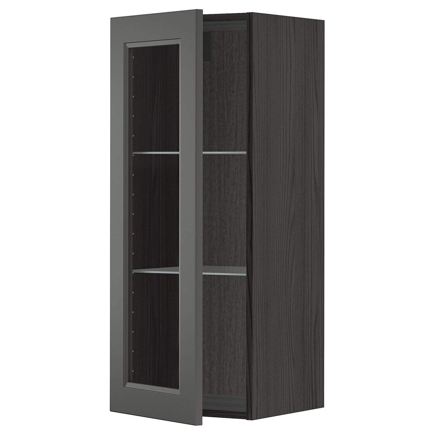 METOD Wandschrank mit Böden/Glastür - schwarz, Axstad dunkelgrau - IKEA