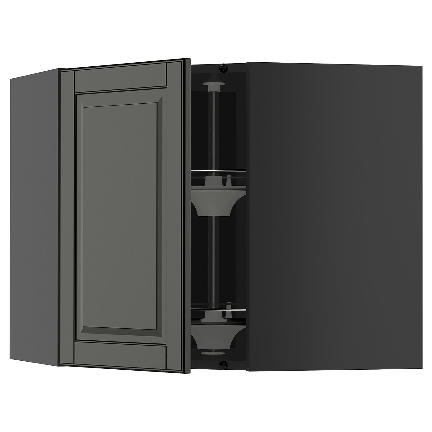 IKEA METOD Wandeckschrank mit Karussell schwarzgrau/Bodbyn schwarz 68x60 cm