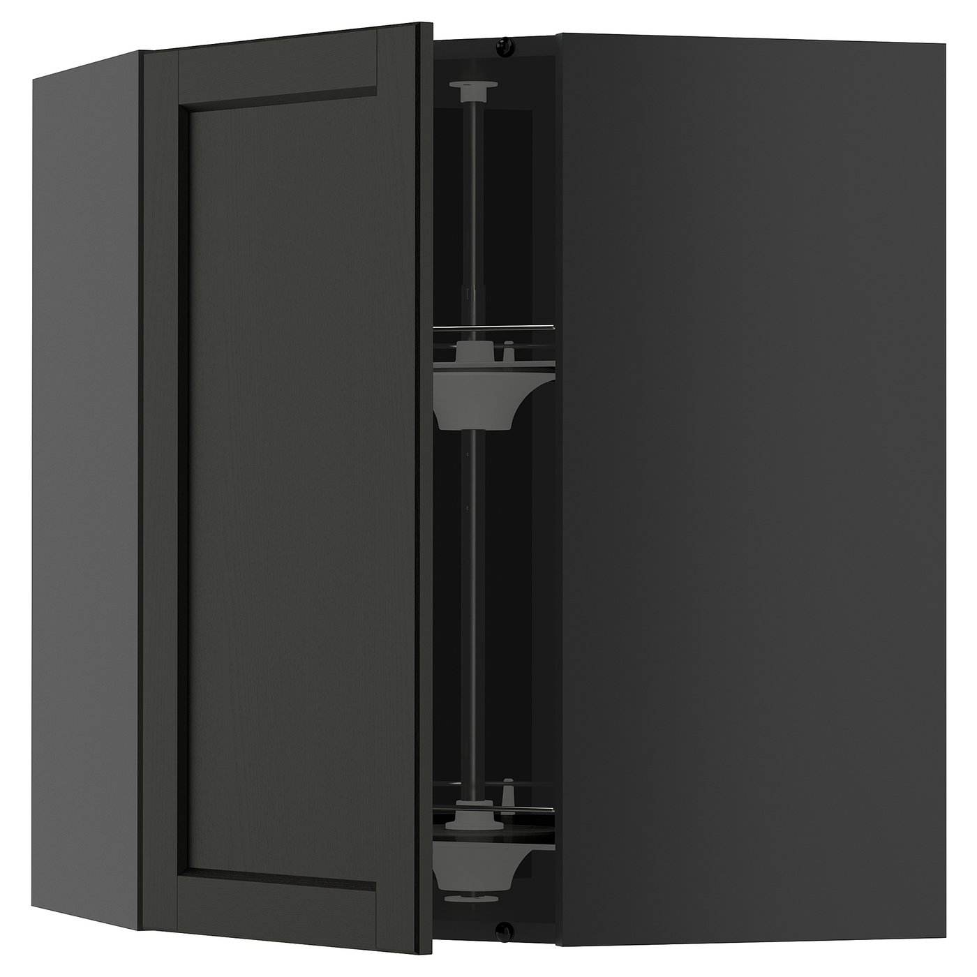 IKEA METOD Wandeckschrank mit Karussell schwarzgrau/Lerhyttan schwarz lasiert 68x80 cm