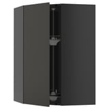 METOD Küchenzeile, schwarz, gebogen, modern, mit Glasablage.