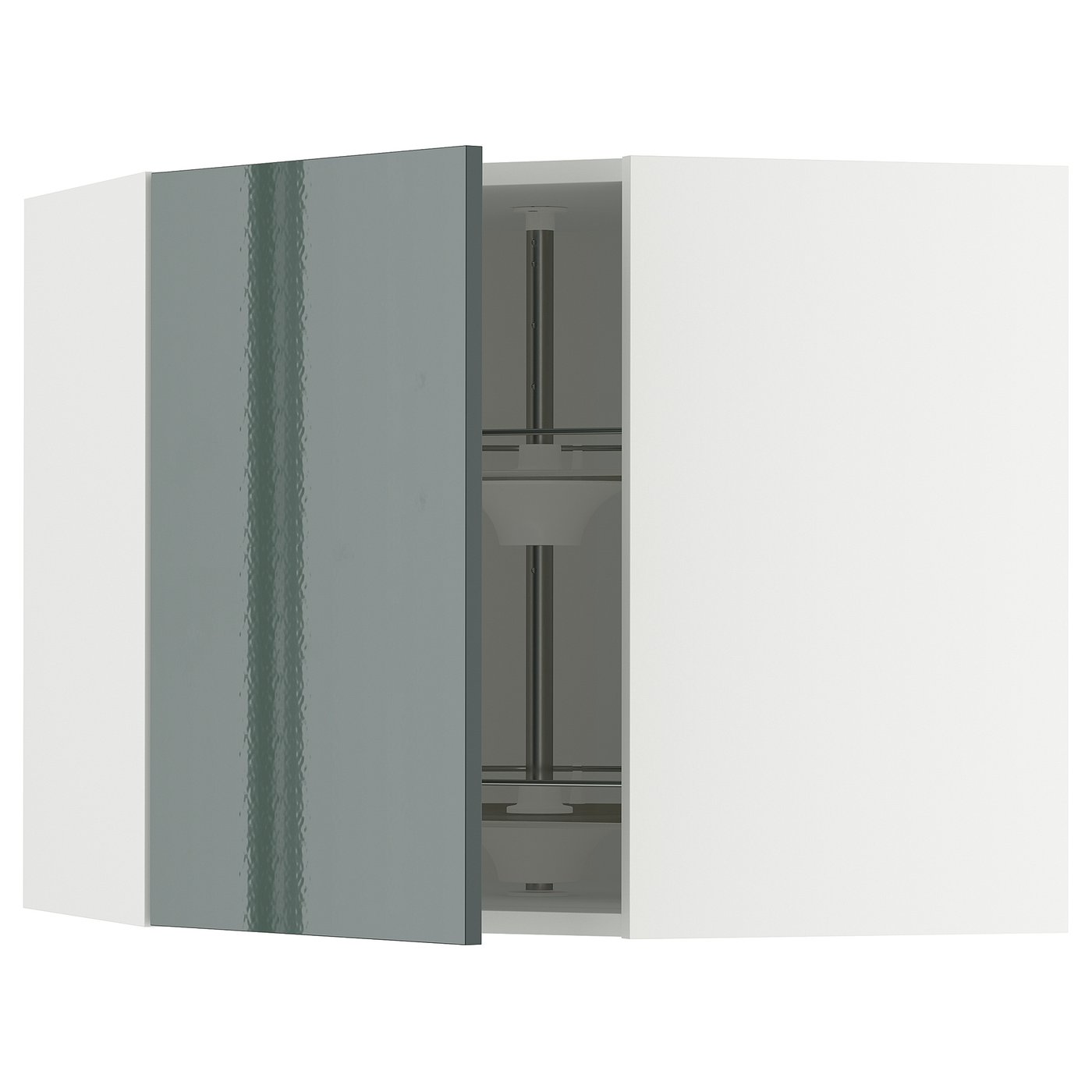 IKEA METOD Wandeckschrank mit Karussell weiß/Kallarp Hochglanz dunkel graugrün 68x60 cm