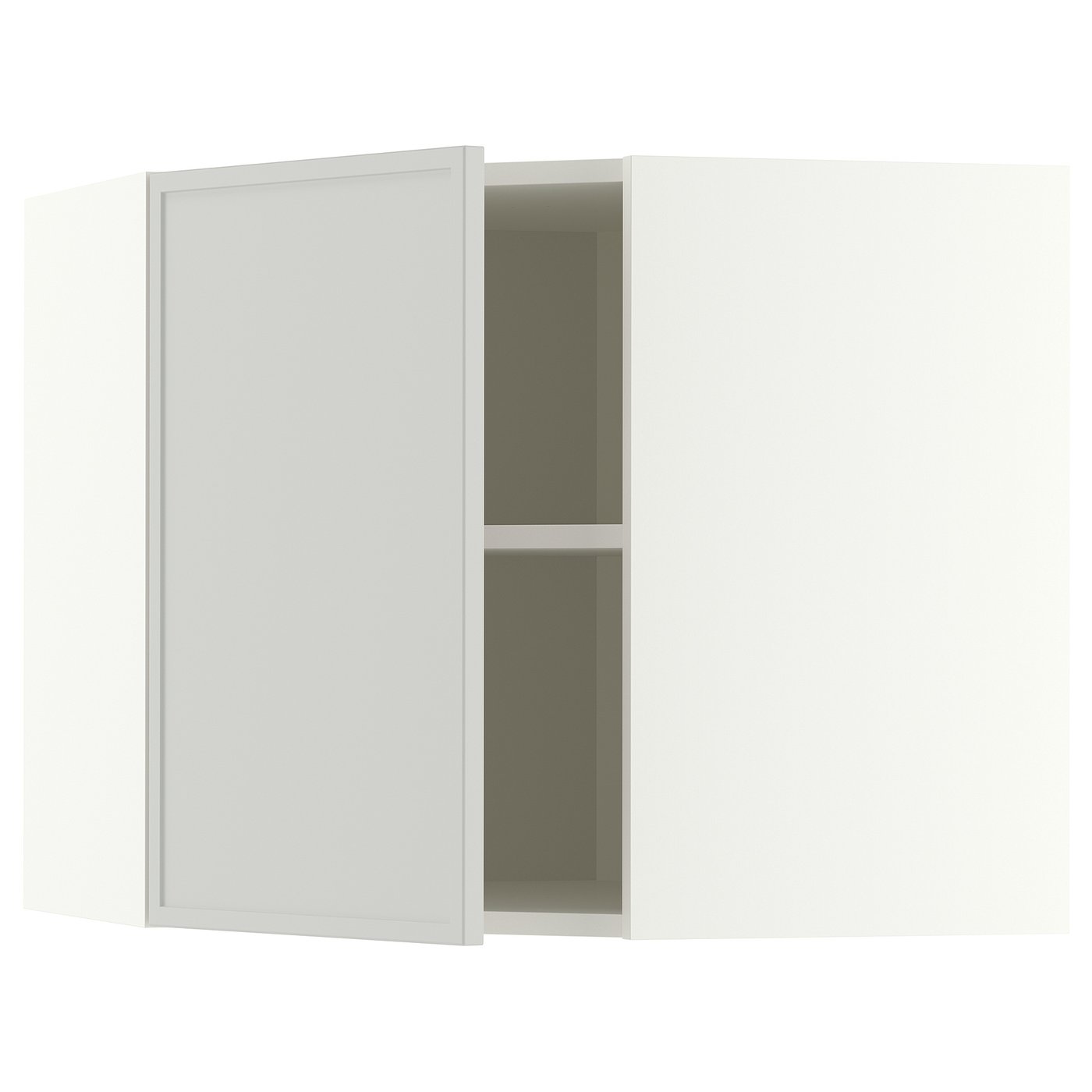 IKEA METOD Wandeckschrank mit Regalböden weiß/Aspudden hellgrau 68x60 cm