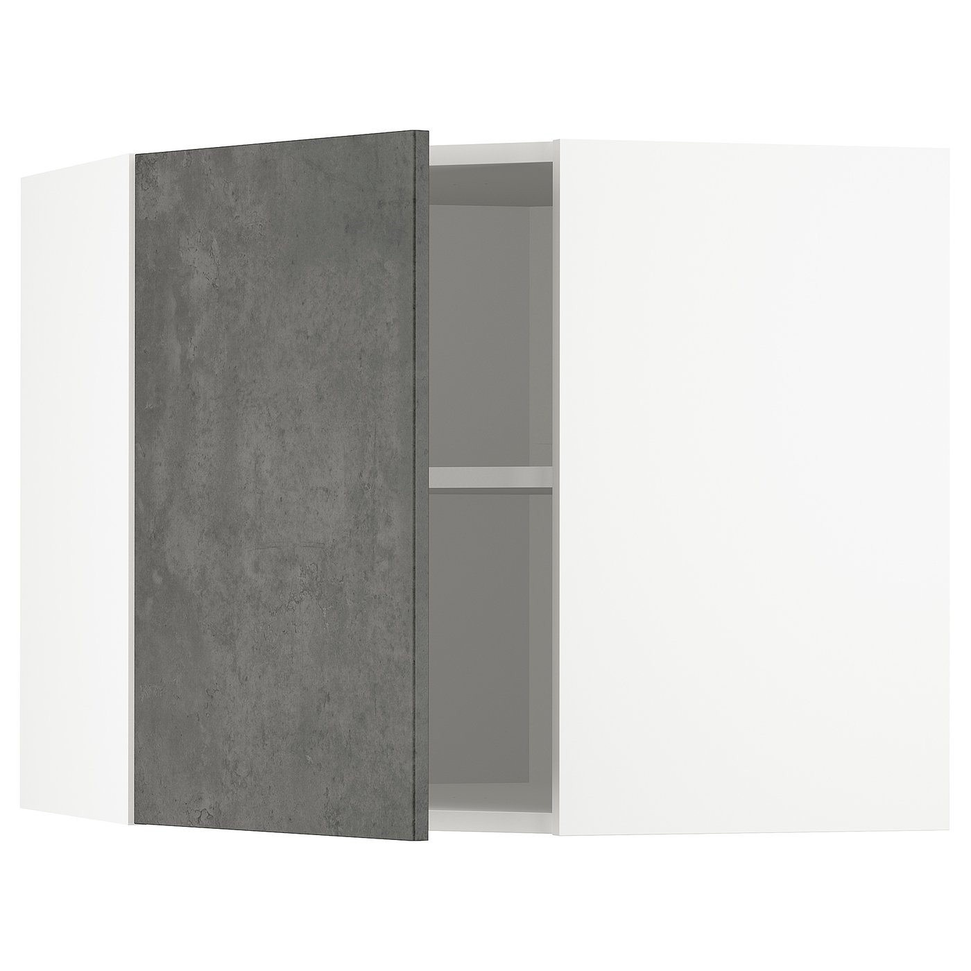 IKEA METOD Wandeckschrank mit Regalböden weiß/Kalhyttan Betonmuster dunkelgrau 68x60 cm