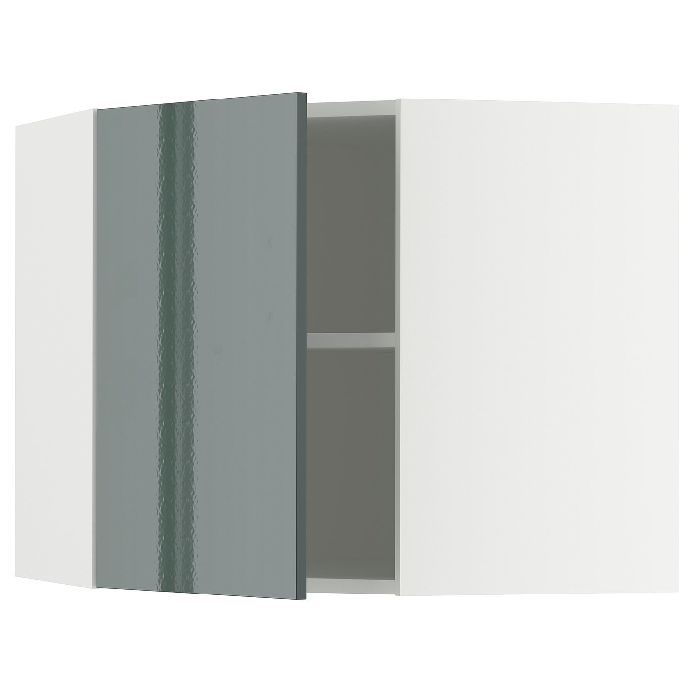 IKEA METOD Wandeckschrank mit Regalböden weiß/Kallarp Hochglanz dunkel graugrün 68x60 cm