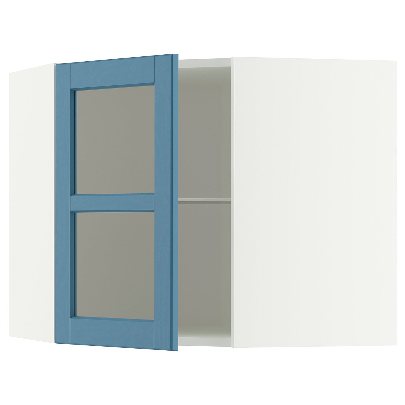 IKEA METOD Wandeckvitrine mit Böden weiß/Lerhyttan blau 68x60 cm