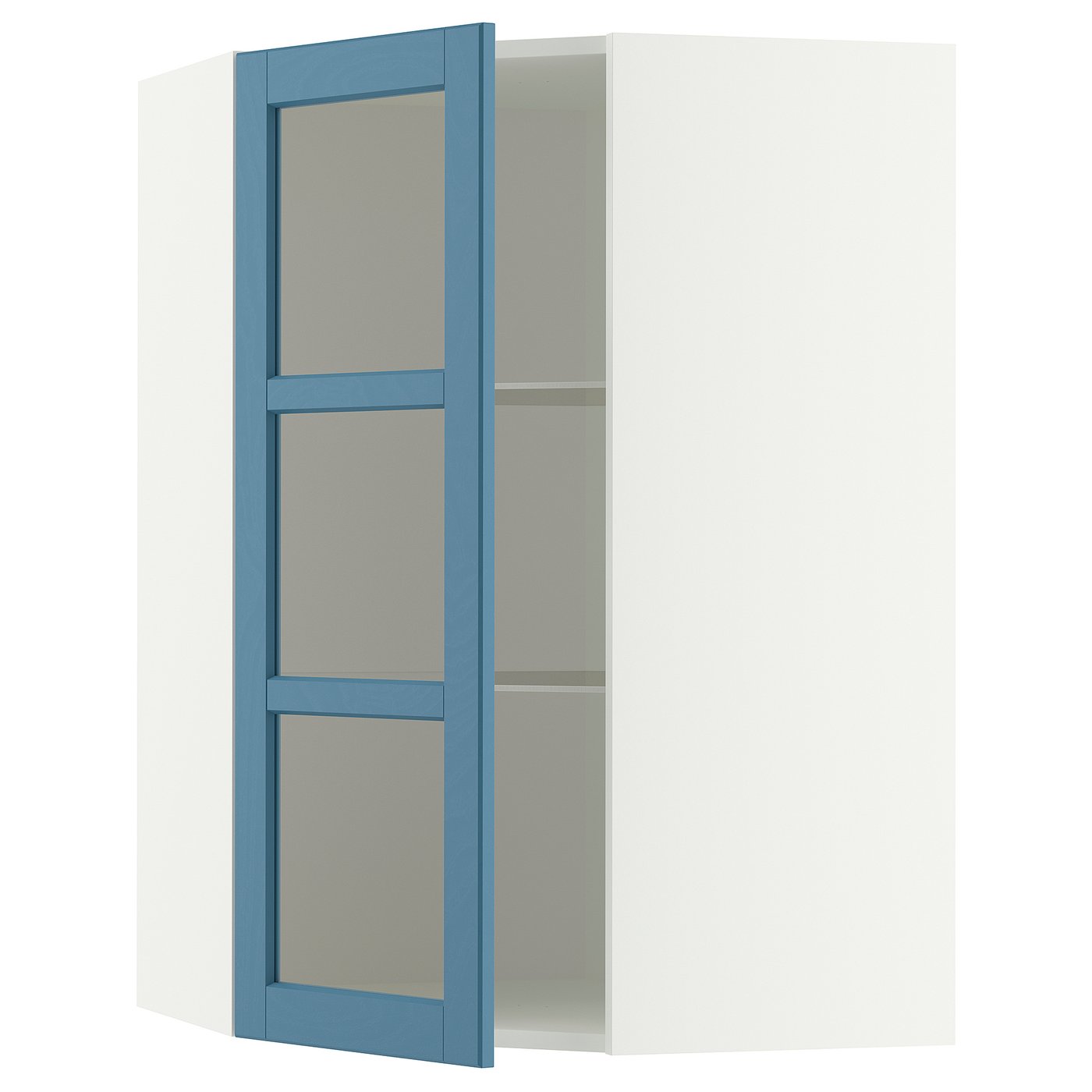 IKEA METOD Wandeckvitrine mit Böden weiß/Lerhyttan blau 68x100 cm