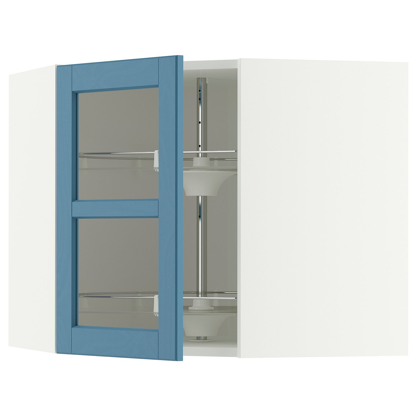IKEA METOD Wandeckvitrine mit Karussell weiß/Lerhyttan blau 68x60 cm