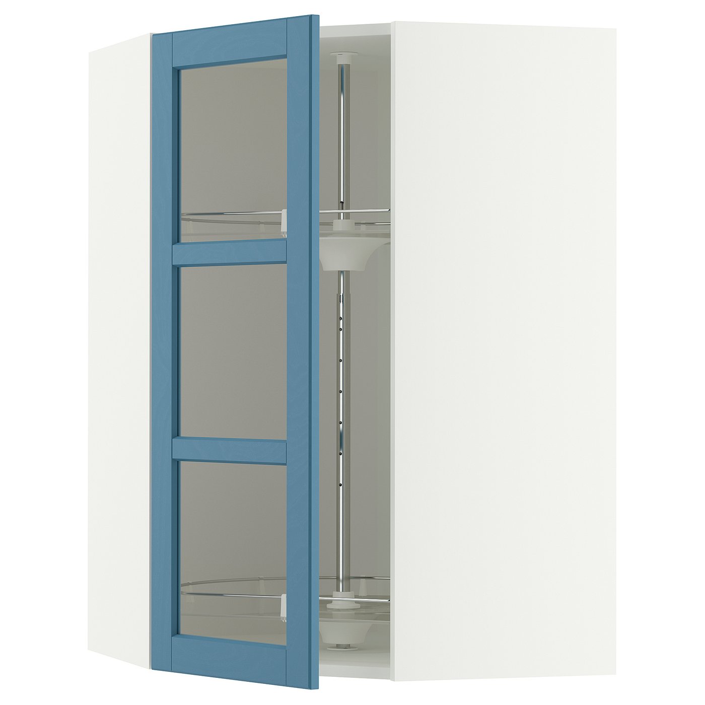 IKEA METOD Wandeckvitrine mit Karussell weiß/Lerhyttan blau 68x100 cm