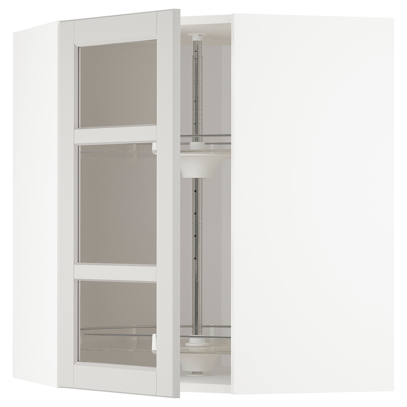 IKEA METOD Wandeckvitrine mit Karussell weiß/Lerhyttan hellgrau 68x80 cm