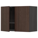 METOD dunkelbrauner Wandschrank aus Eiche mit Regalen.