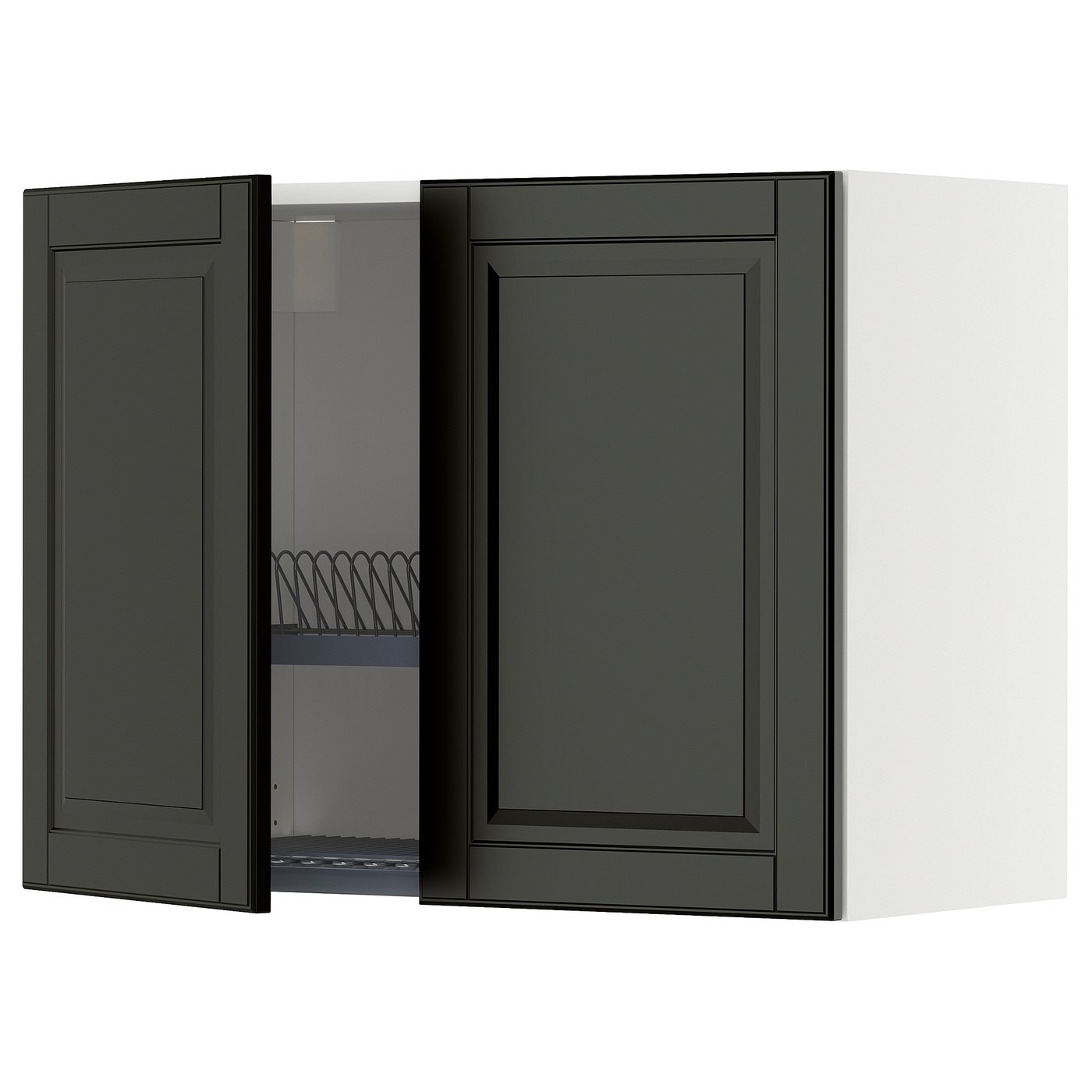 IKEA METOD Wandschrank/Abtropfgest./2 Türen weiß/Bodbyn schwarz 80x60 cm