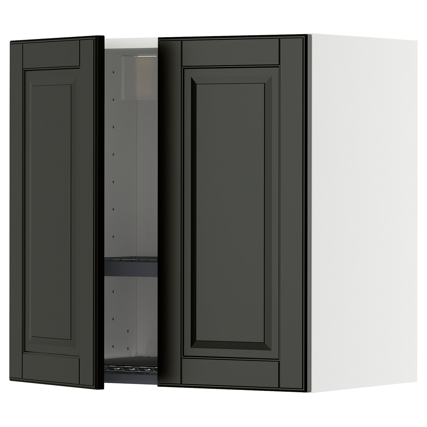 IKEA METOD Wandschrank/Abtropfgest./2 Türen weiß/Bodbyn schwarz 60x60 cm