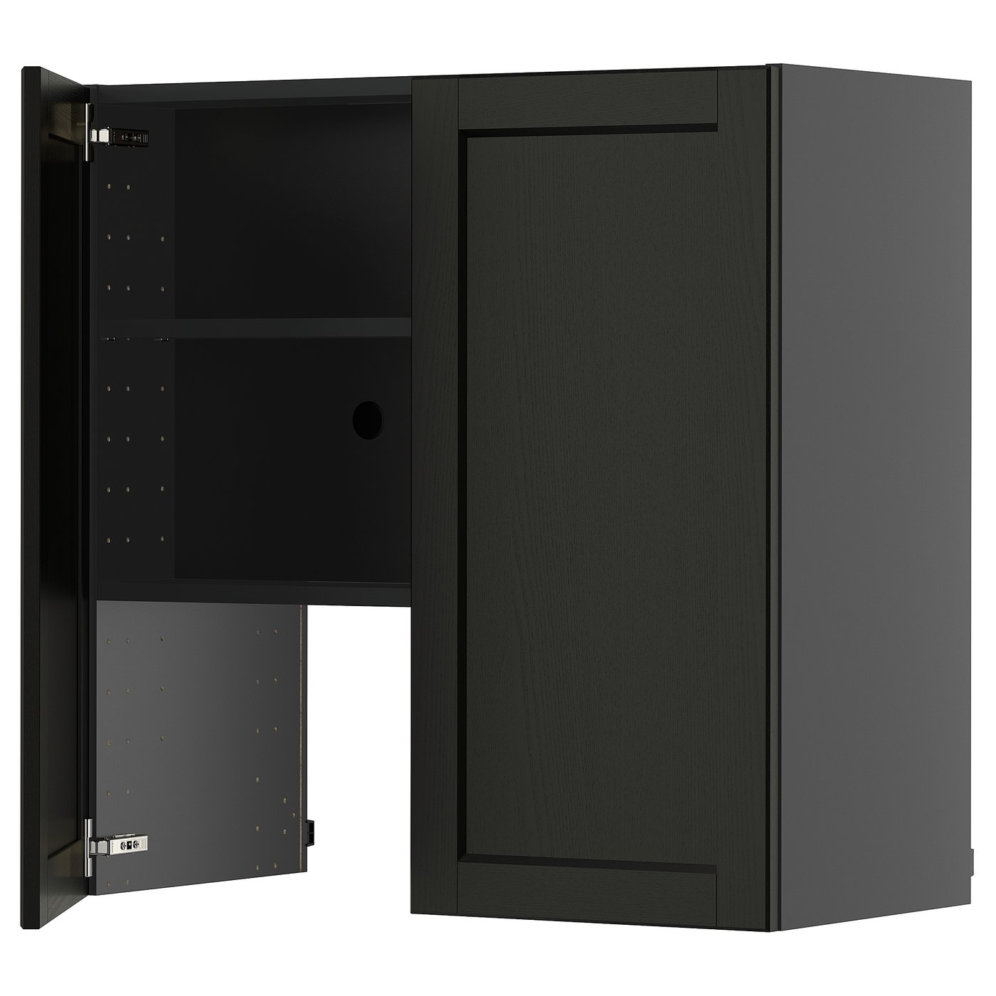 IKEA METOD Wandschrank f Dunstabzug/Boden/Tür schwarzgrau/Lerhyttan schwarz lasiert 80x80 cm