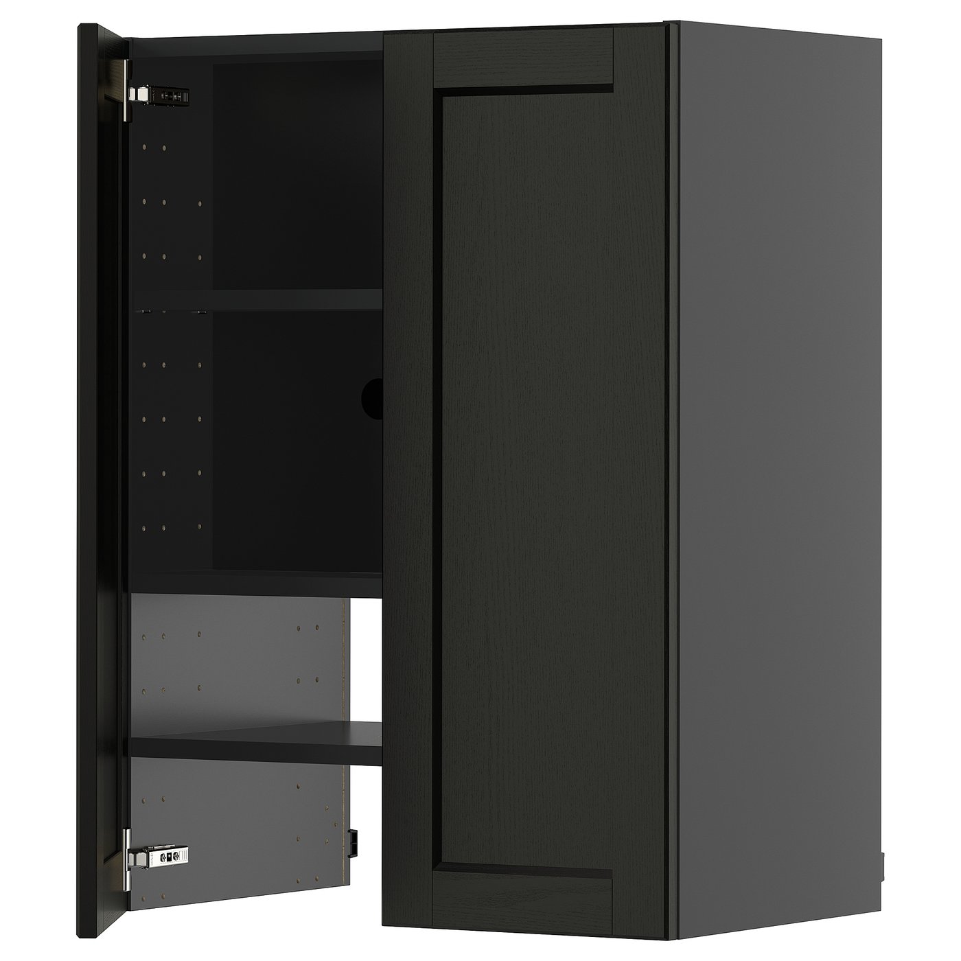 IKEA METOD Wandschrank f Dunstabzug/Boden/Tür schwarzgrau/Lerhyttan schwarz lasiert 60x80 cm