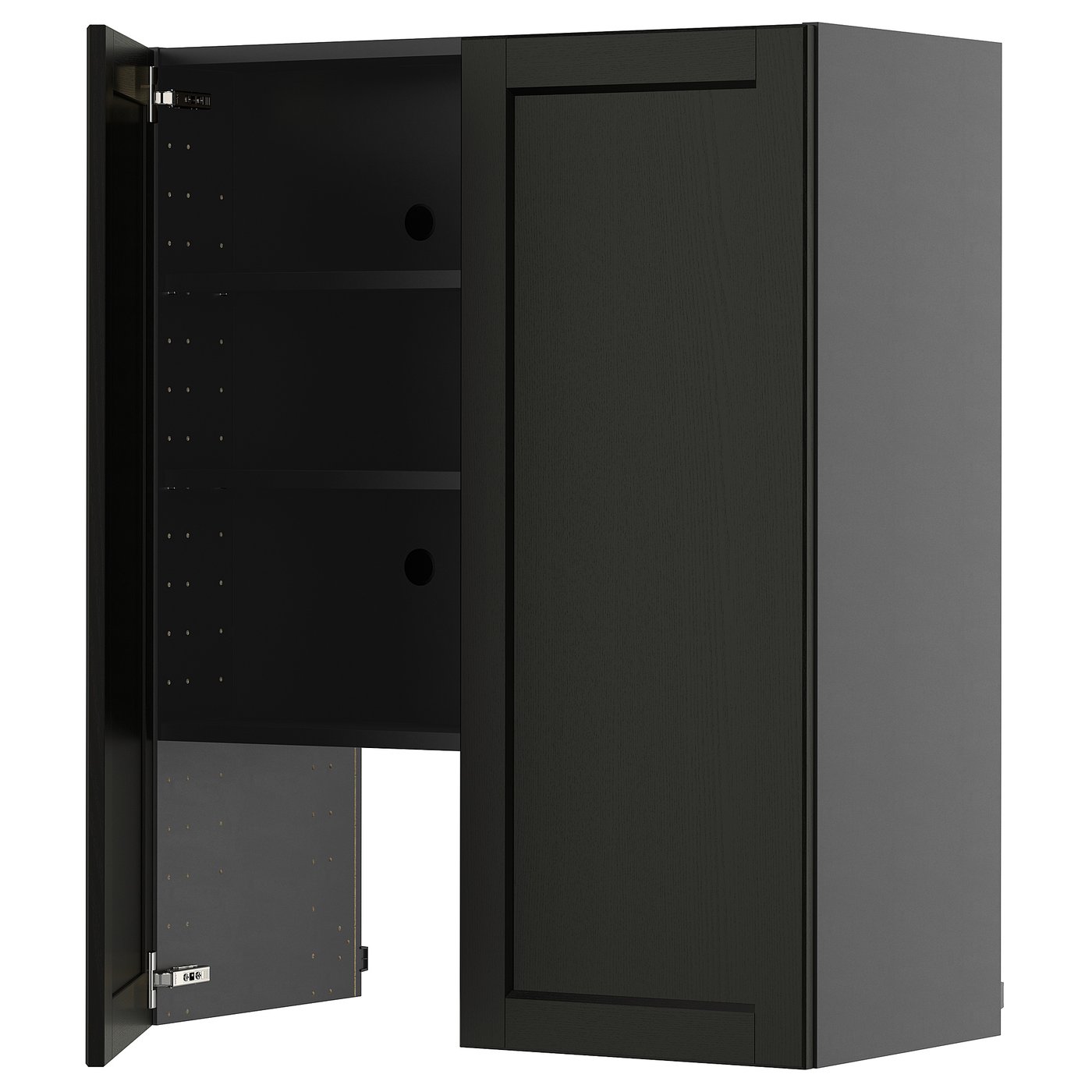 IKEA METOD Wandschrank f Dunstabzug/Boden/Tür schwarzgrau/Lerhyttan schwarz lasiert