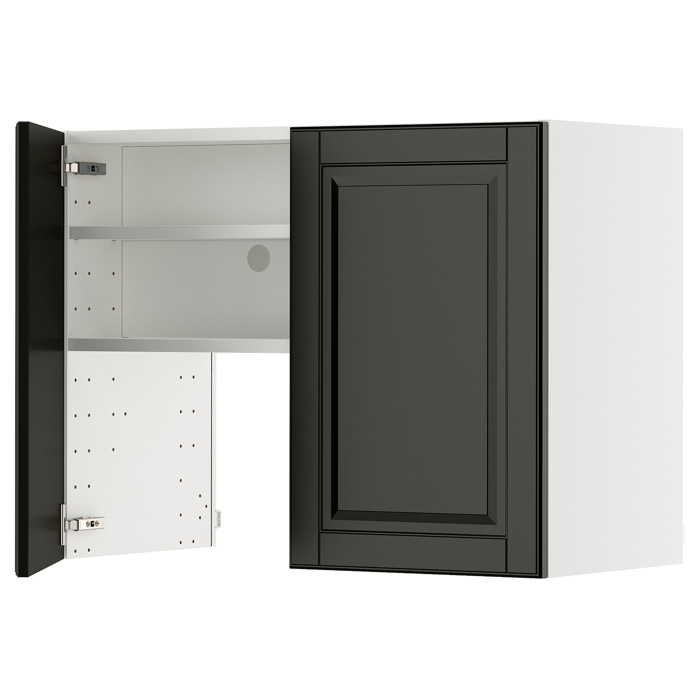 IKEA METOD Wandschrank f Dunstabzug/Boden/Tür weiß/Bodbyn schwarz 80x60 cm