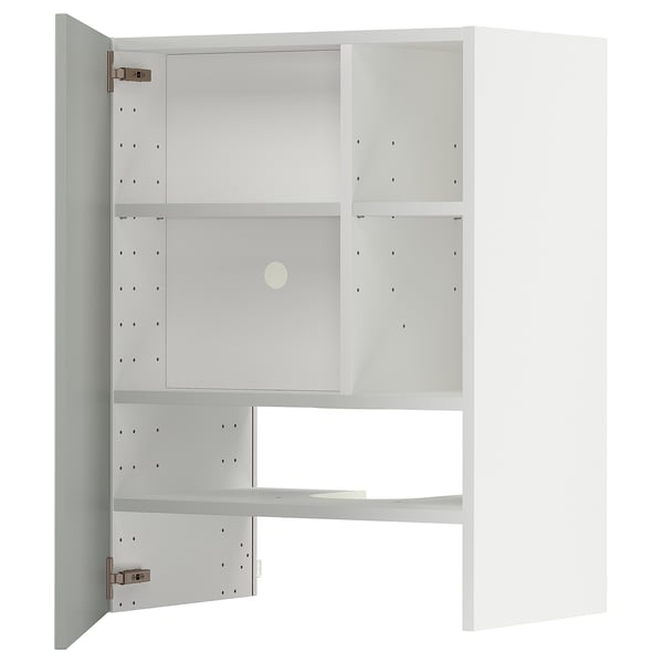 Ein weißer METOD-Küchenschrank mit mehreren Regalen in modernem Design.
