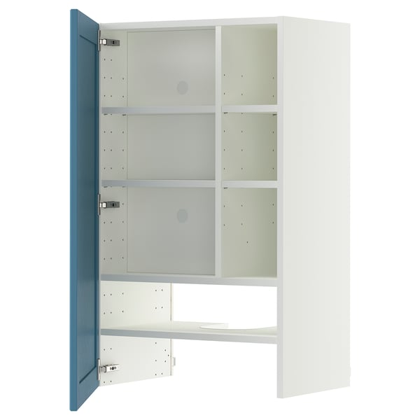 METOD Wandschrank f Dunstabzug/Boden/Tür, weiß/Lerhyttan blau, 60x100 cm