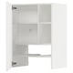 Weißer, leerer METOD-Schrank mit Glastüren, mit Regalen.