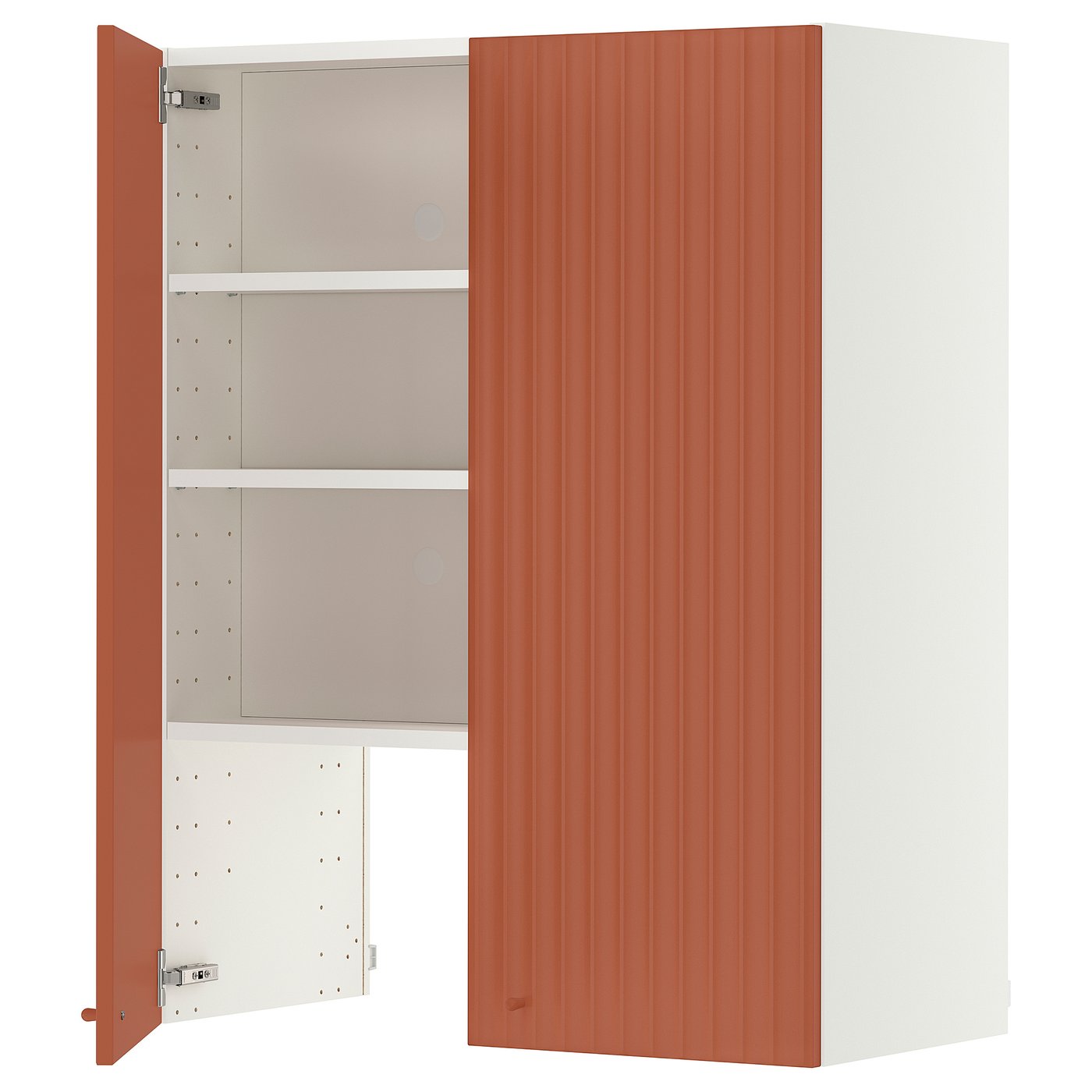 IKEA METOD Wandschrank f Dunstabzug/Boden/Tür weiß/Terrsjö Wellenmuster rotbraun