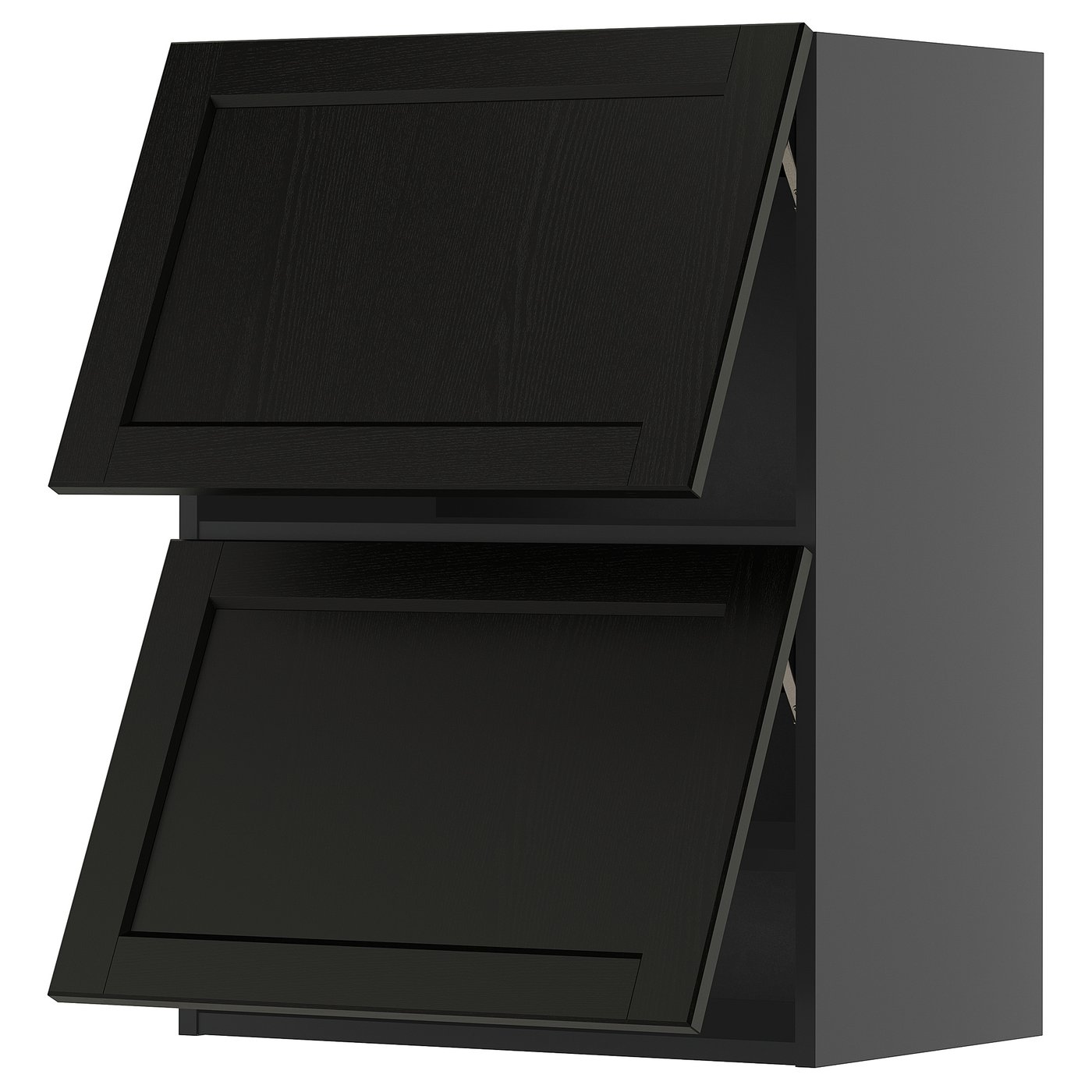 IKEA METOD Wandschrank horiz. m 2 Türen schwarzgrau/Lerhyttan schwarz lasiert 60x80 cm
