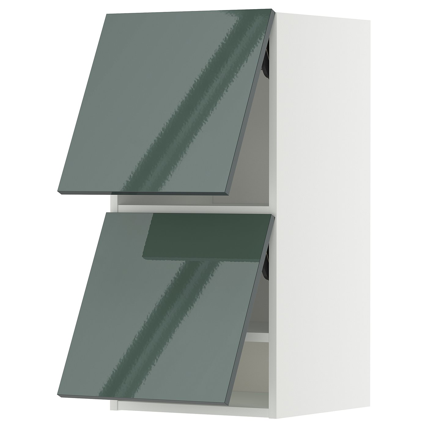 IKEA METOD Wandschrank horiz. m 2 Türen weiß/Kallarp Hochglanz dunkel graugrün 40x80 cm