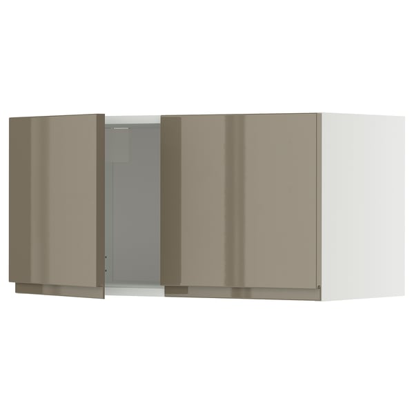 Modularer Küchenschrank in schlichtem Dunkelgrau-Braun Hochglanz mit integrierten Griffen.