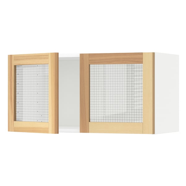 METOD Wandschrank mit 2 Vitrinentüren - weiß/Torhamn Esche - IKEA Deutschland