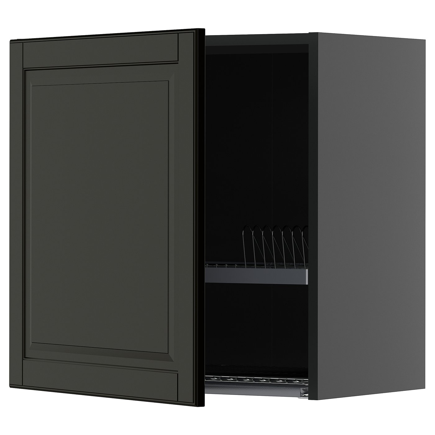 IKEA METOD Wandschrank mit Abtropfgestell schwarzgrau/Bodbyn schwarz
