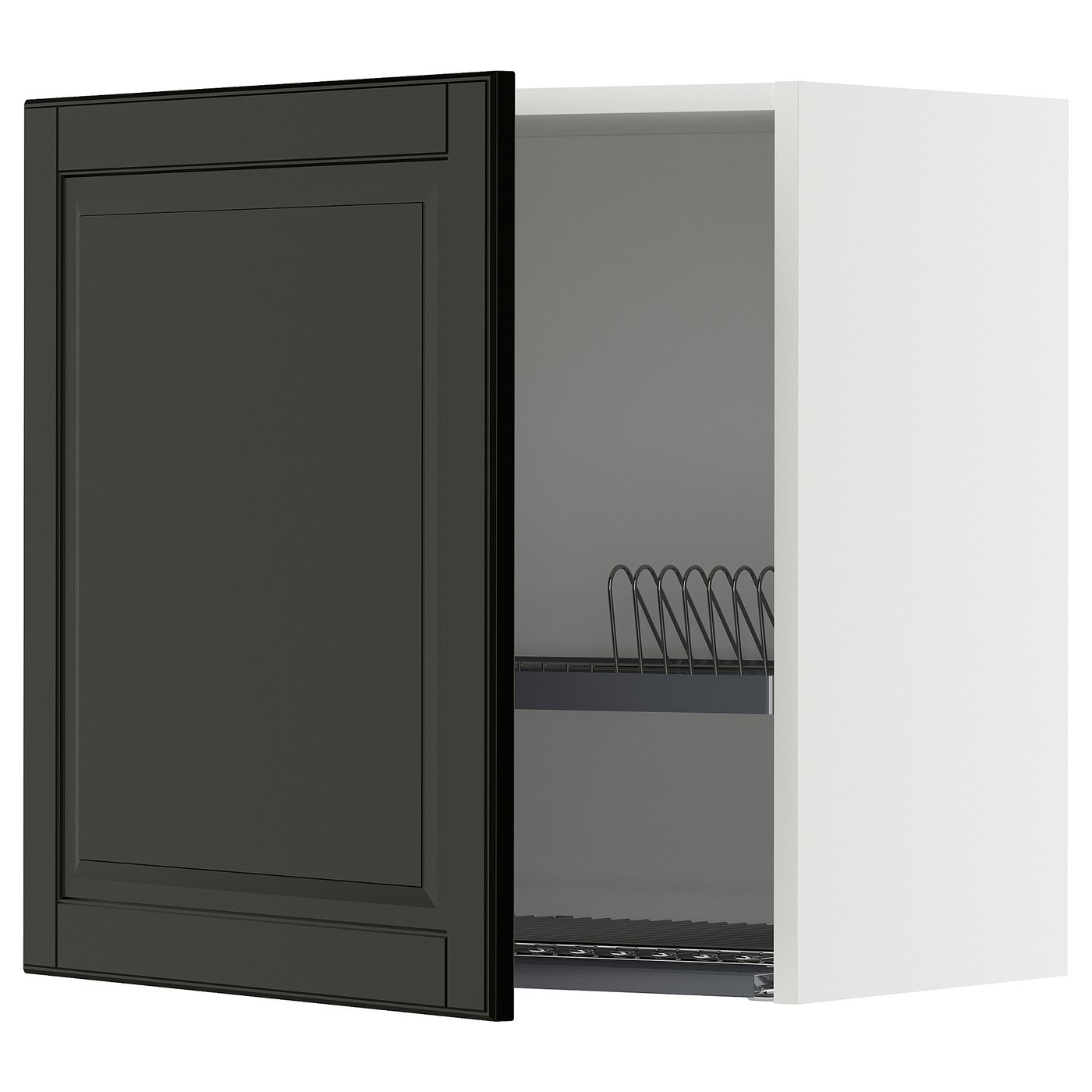 IKEA METOD Wandschrank mit Abtropfgestell weiß/Bodbyn schwarz