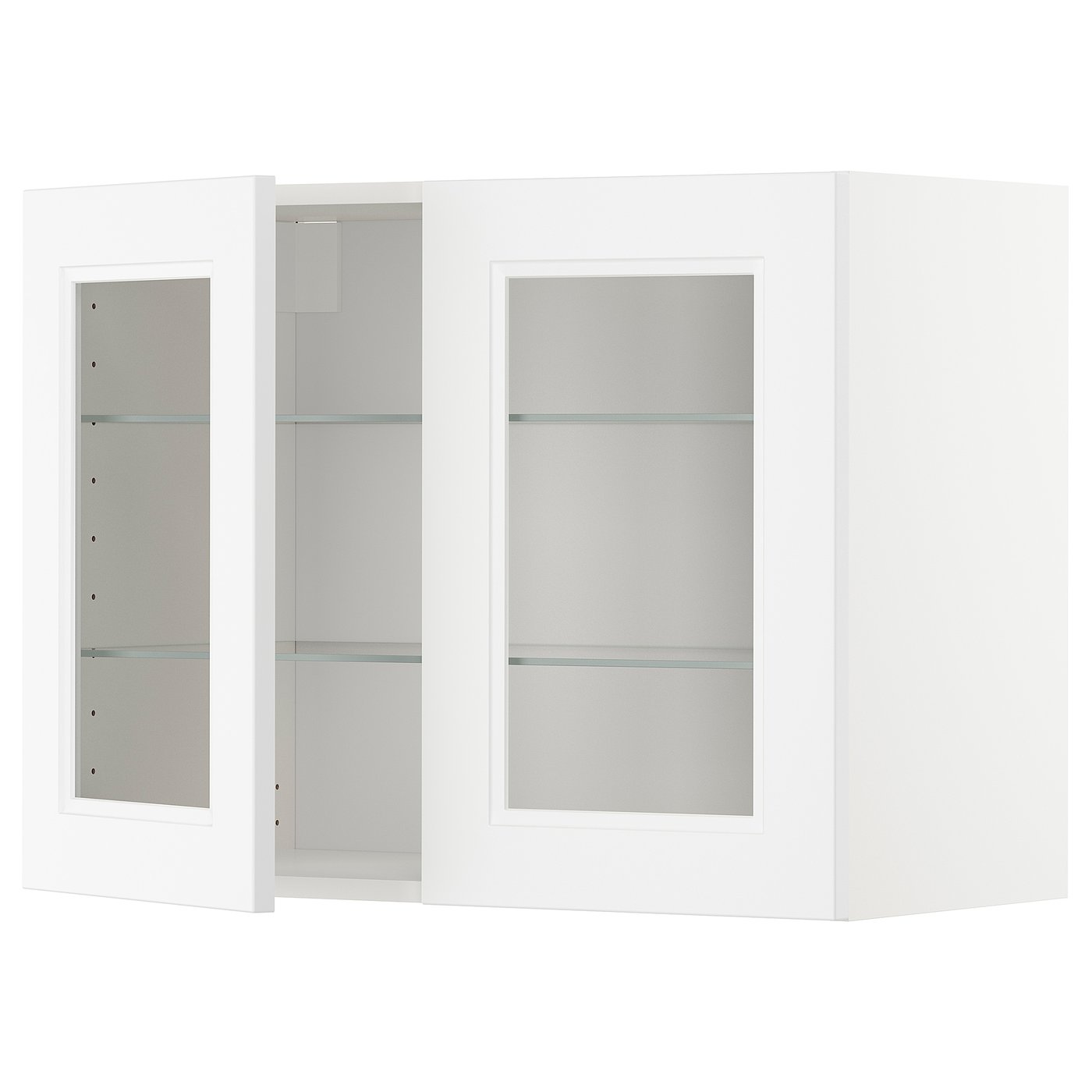 IKEA METOD Wandschrank mit Böden/2 Glastüren weiß/Axstad matt weiß 80x60 cm