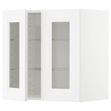 Weißer METOD-Küchenschrank mit Glastür, moderner und traditioneller Stil, verstellbare Regale.