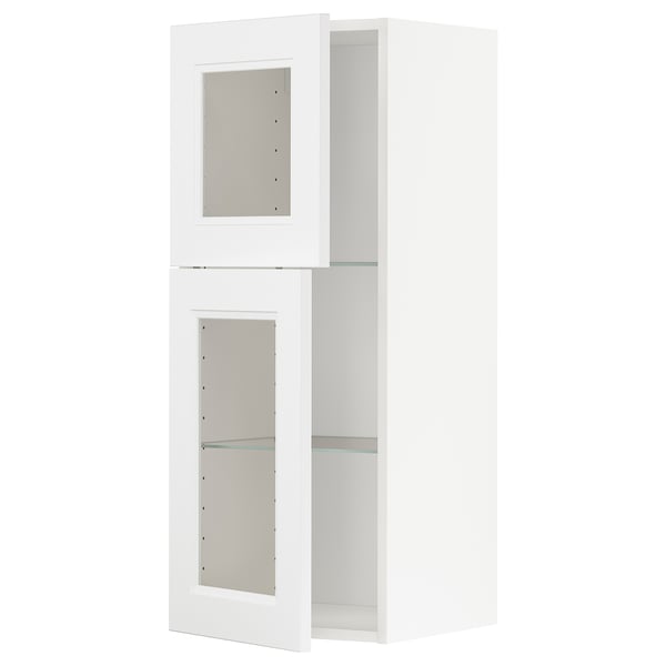 METOD weißer Schrank, Glastüren, modernes Design, zwei Regale.