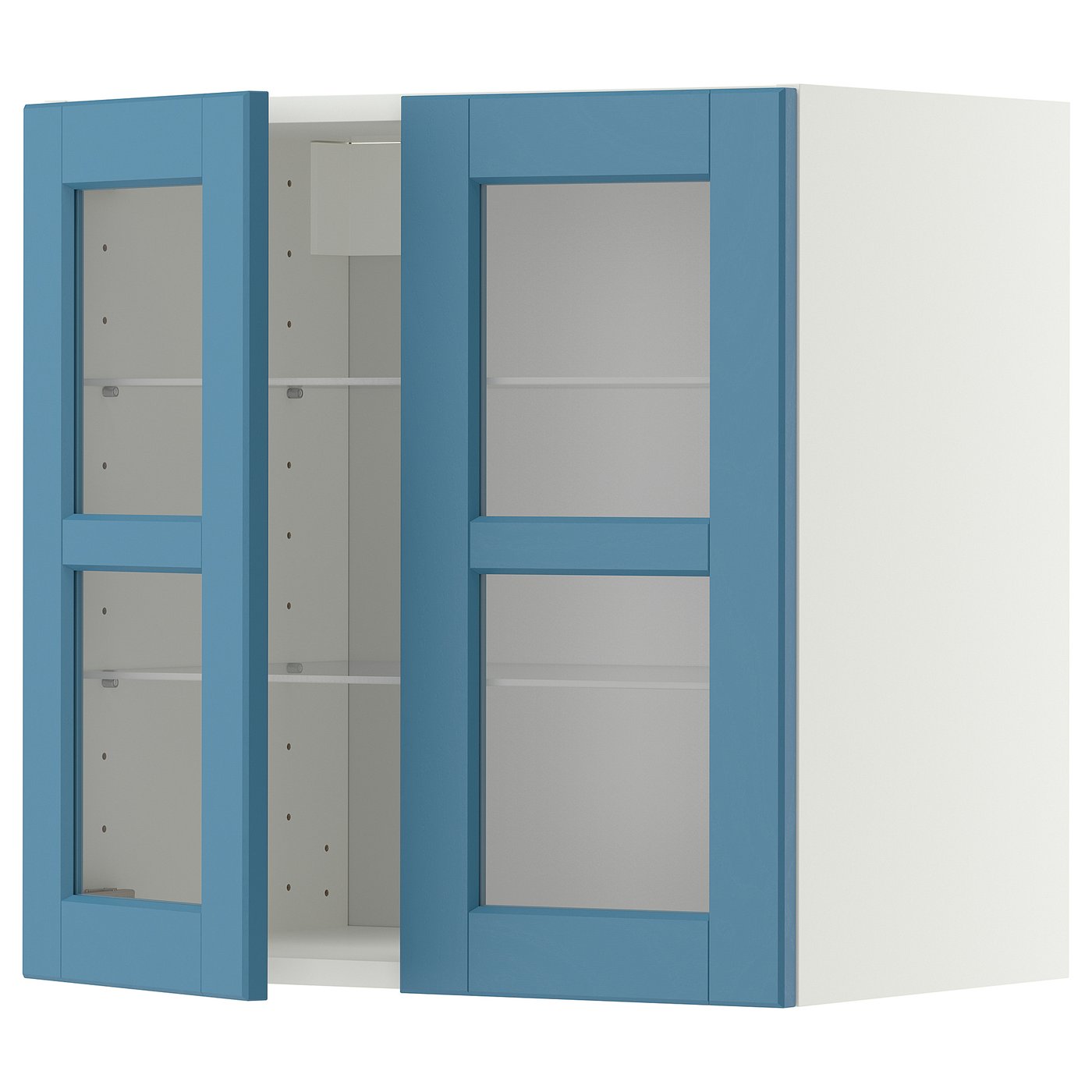 IKEA METOD Wandschrank mit Böden/2 Glastüren weiß/Lerhyttan blau 60x60 cm