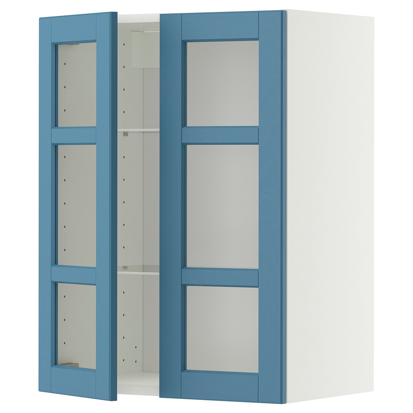 IKEA METOD Wandschrank mit Böden/2 Glastüren weiß/Lerhyttan blau 60x80 cm